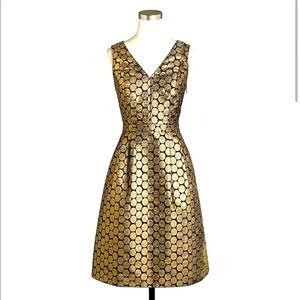 NWT. J.Crew Metallic dot jacquard V-neck dress
